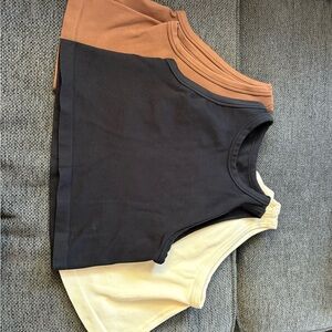 Trendy Women's Crop Tops - Black, Brown, Cream